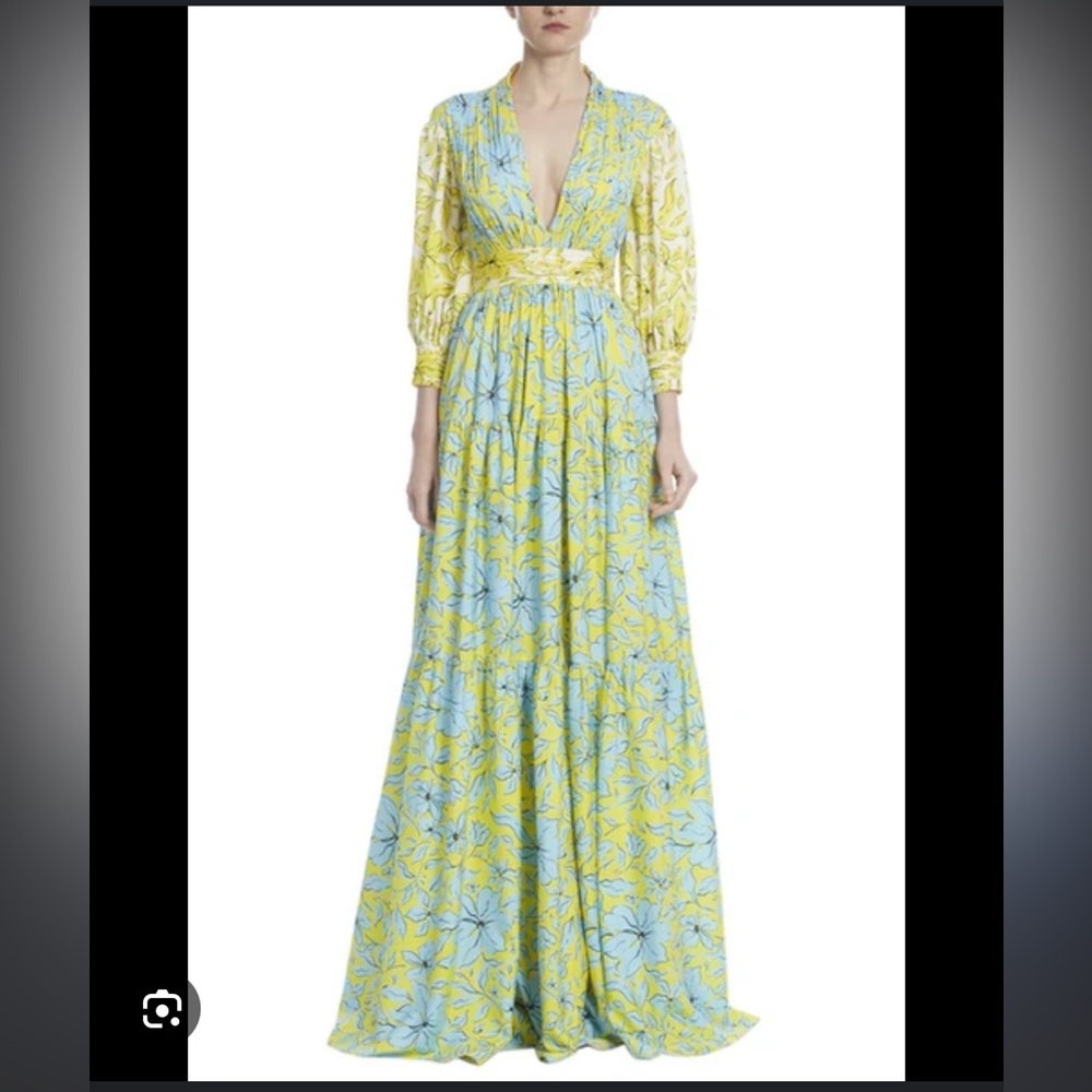 Badgley Mischka Tiered floral dress